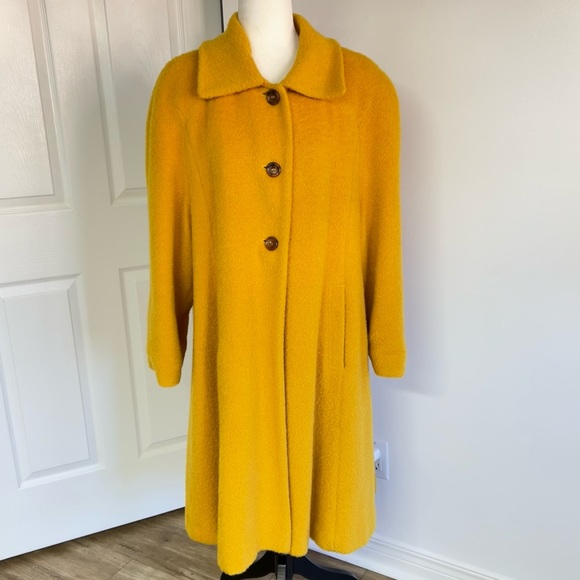 Set of 3 yellow:retro-50’s swing mohair-wool mix coat w/scarf & flip mitts - Picture 2 of 16